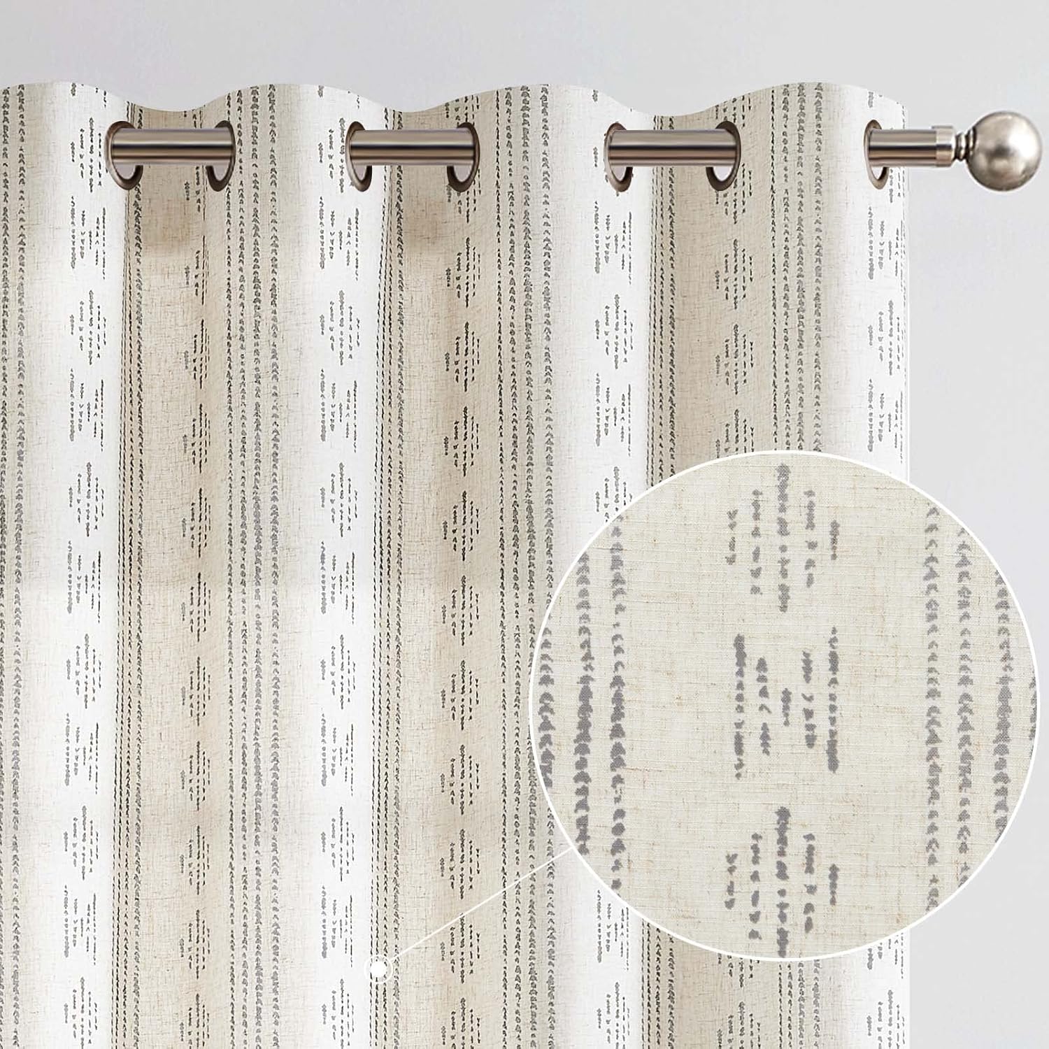 Boho Curtains for Living Room with Geometric Stripes 84 Inch