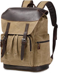 Waxed Canvas Leather Backpack for Men - Durable 17.3in Laptop Rucksack