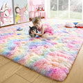 Noahas 6x9 Fluffy Rainbow Rug for Girls Room - Soft Colorful Accent