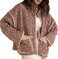 Cropped Floral Quilted Puffer Jacket for Women - Lightweight Cozy Fit
