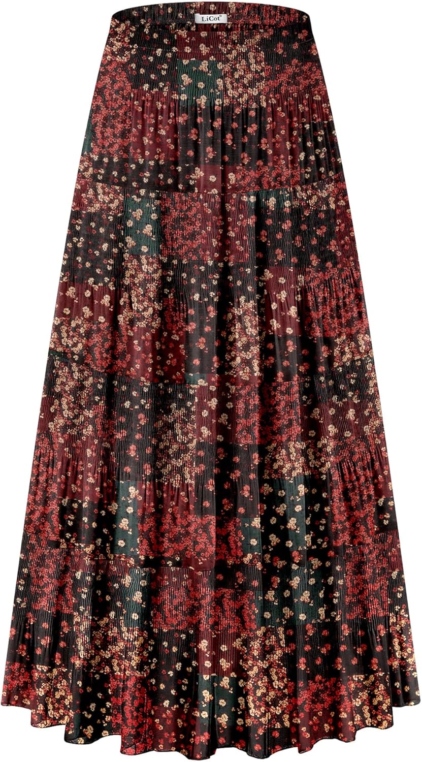 Women's Maxi Skirt with Pockets High Waisted Casual A-Line