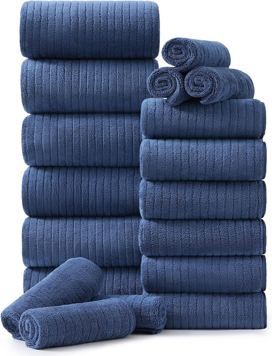 Luxurious 18 Piece Family Bath Towel Set for Home and Spa