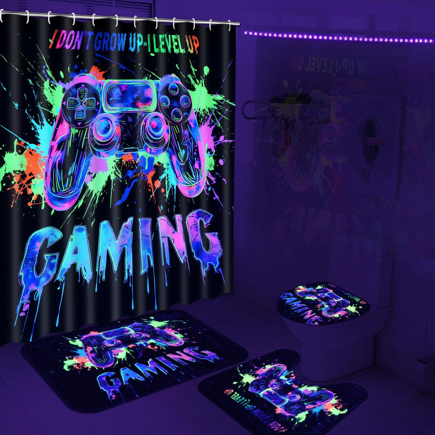 Gamepad Blacklight Bathroom Set