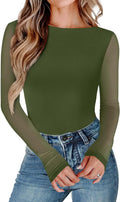 Long Sleeve Mesh Bodysuit Women Boat Neck Shapewear - Sleek Layering