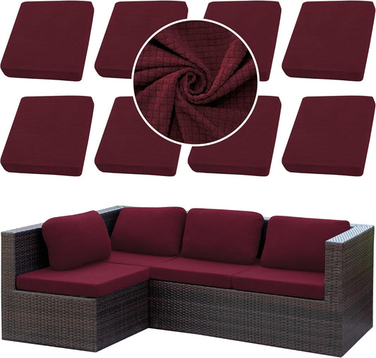 8Pcs Stretch Patio Cushion Cover for Outdoor Furniture Protection