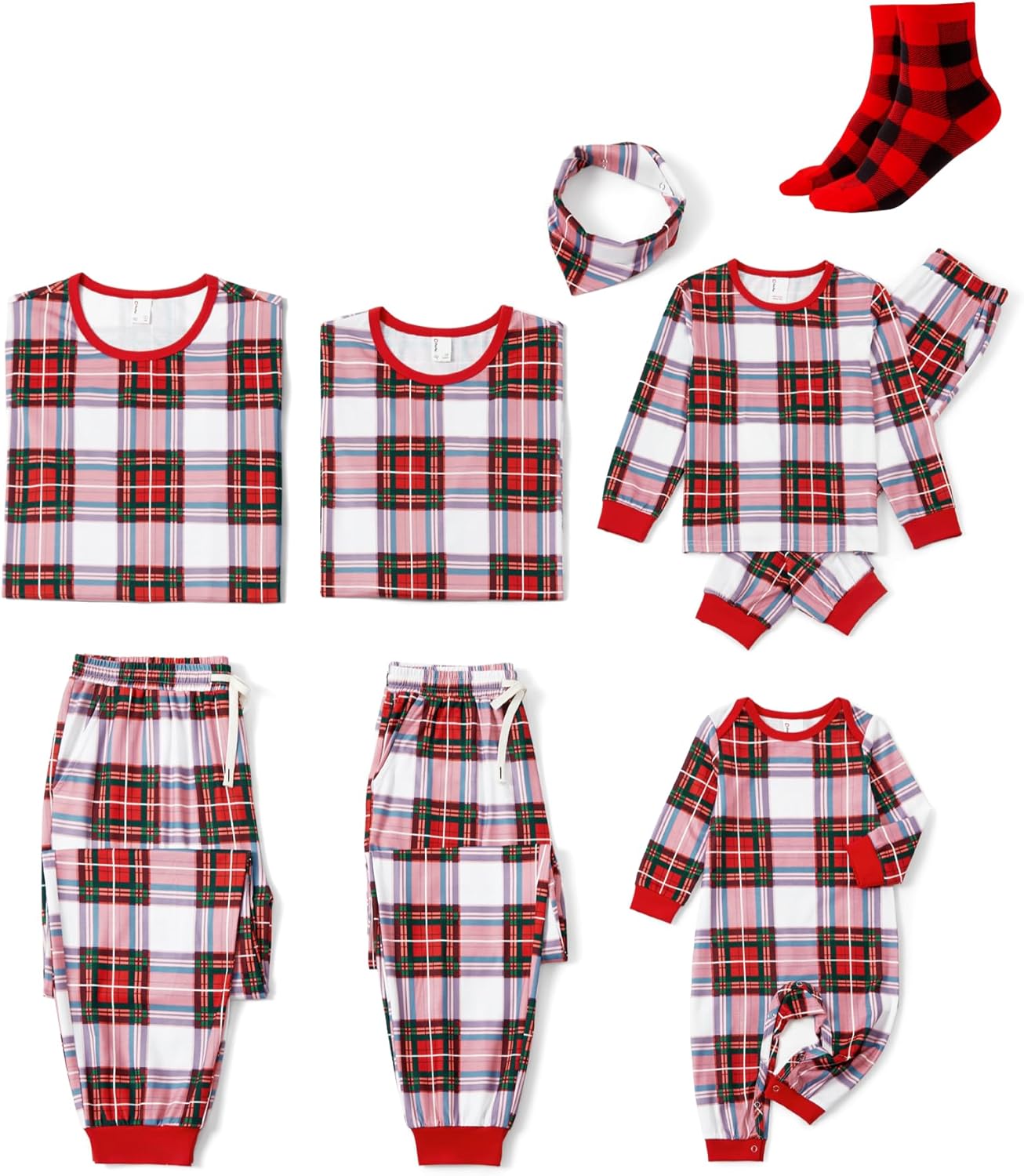 Matching Family Christmas Pajama Sets with Socks for Holidays