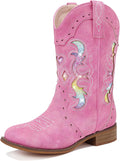 Kids Cowgirl Boots for Girls - Zipper Mid Calf Sparkle Square Toe