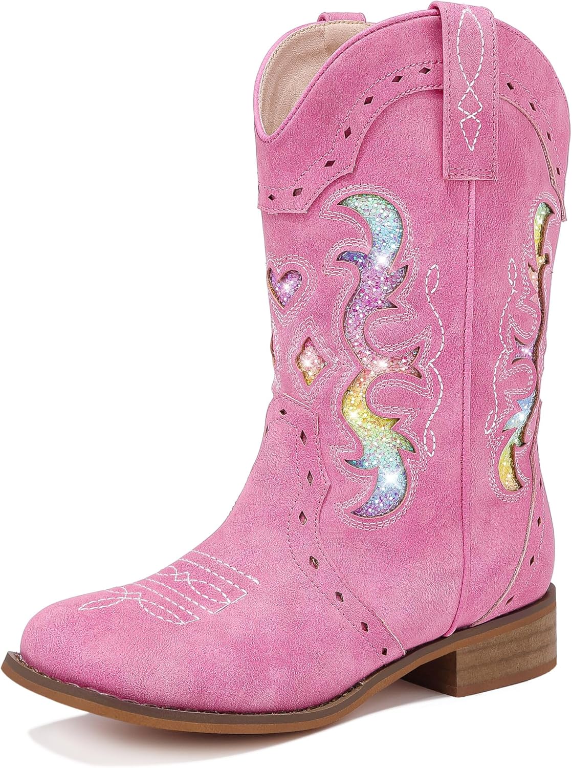 Kids Cowgirl Boots for Girls with Sparkle and Zipper Design