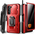Red Z Fold 6 Case with Ring Stand and Belt Clip - Rugged Protection