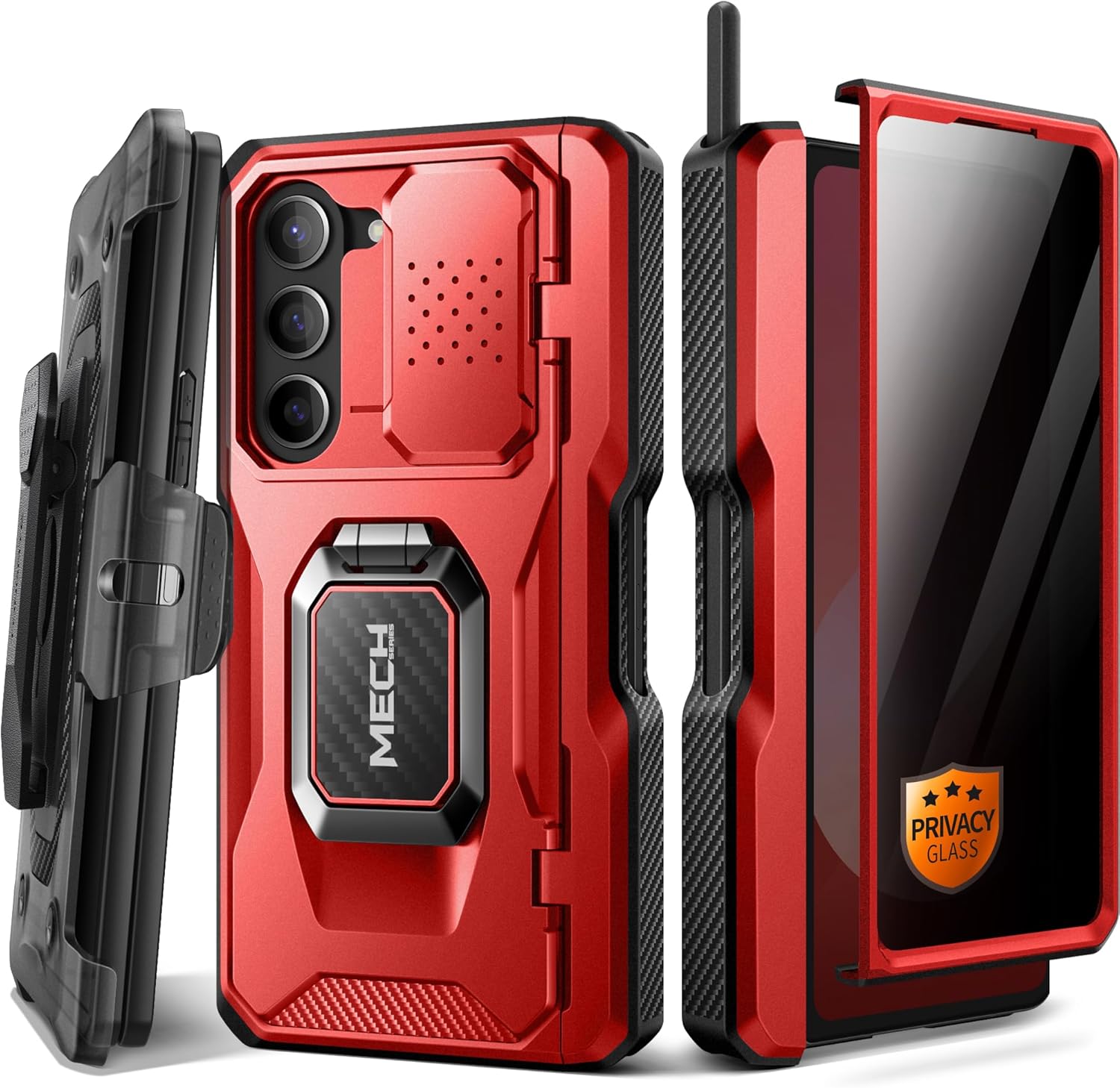 TONGATE Z Fold 6 Case with Ring Stand & S Pen Holder Red