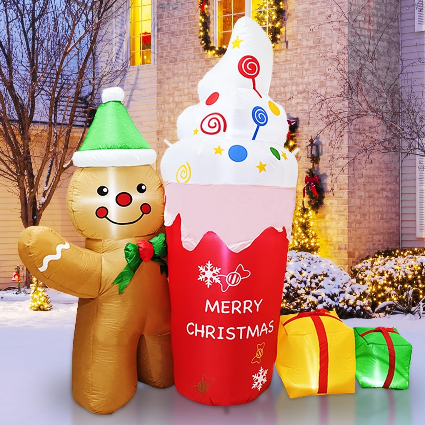 7.5FT Inflatable Christmas Gingerbread Man for Outdoor Fun