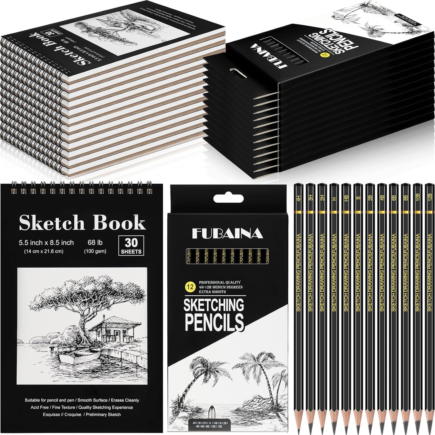 Humyoun 24 Pcs Sketch Drawing Pencils Kit for Artists and Beginners