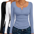 Women's Henley Long Sleeve Tops 3-Pack - Soft Thermal Base Layer