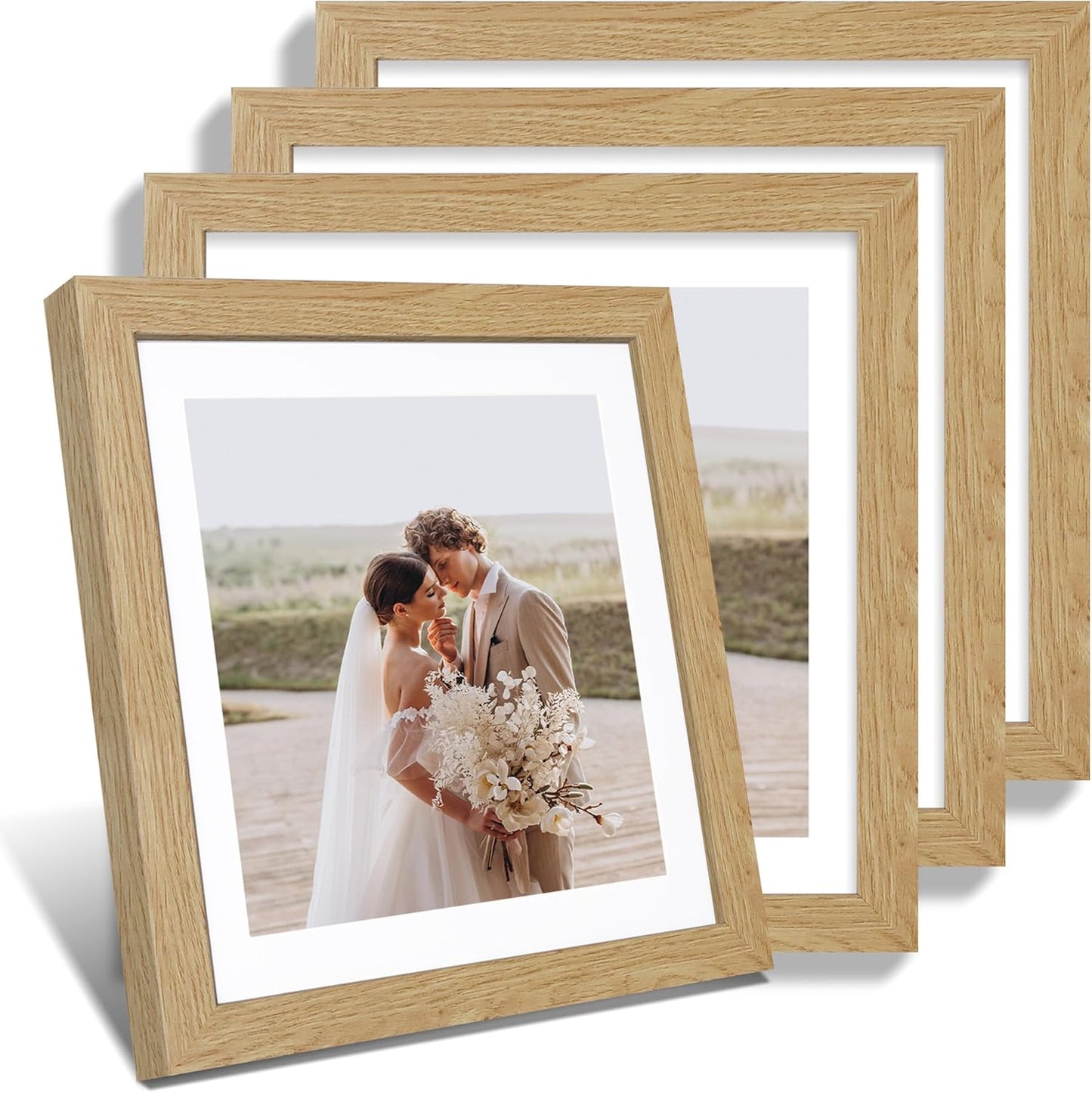 12x12 Picture Frame Set of 4 - Natural Oak Wooden Frames