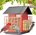 Bird Feeders for Outdoors Hanging Metal Feeder with Double Suet Cage