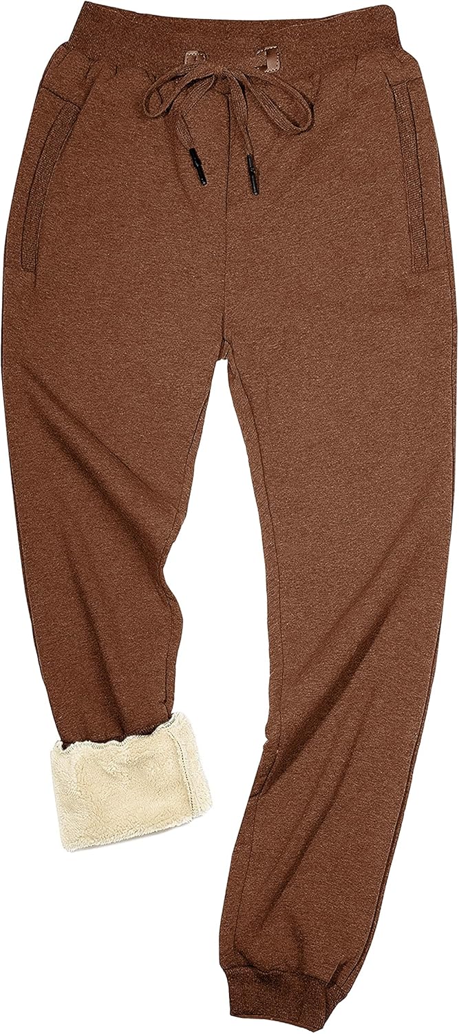 Faleave Men's Warm Sherpa Lined Sweatpants for Winter Comfort