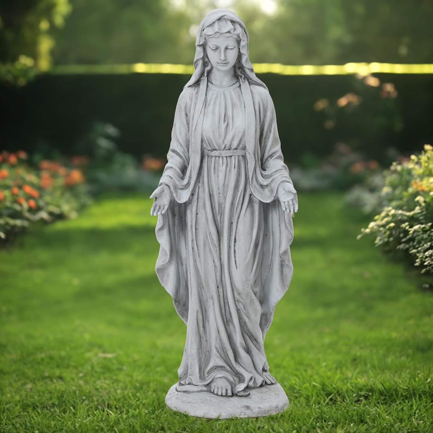 LuxenHome Virgin Mary Statue Outdoor for Garden Decor and Blessings