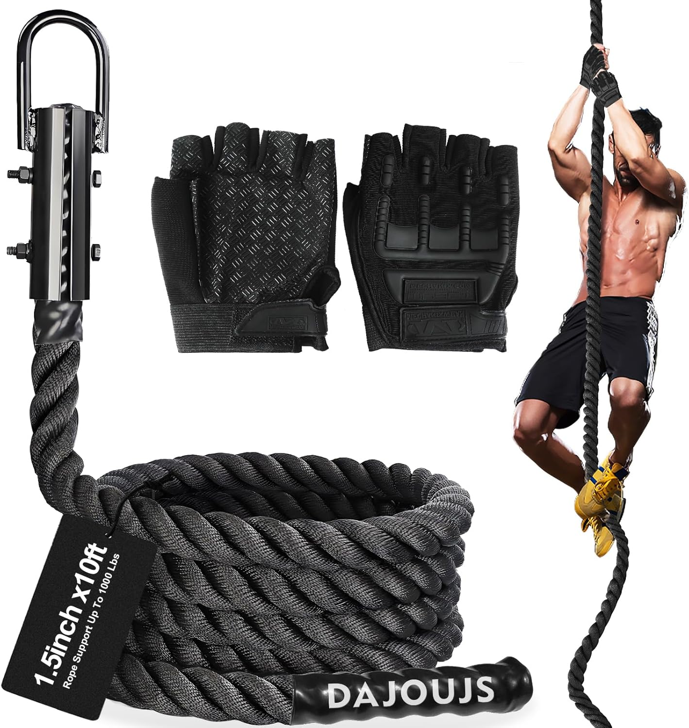 Climbing Rope 1.5 Inch Diameter for Workout Fitness & Strength