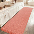 Striped Coral Bathroom Rug Mat 47.5ftin x 20ftin - Ultra Soft Chenille