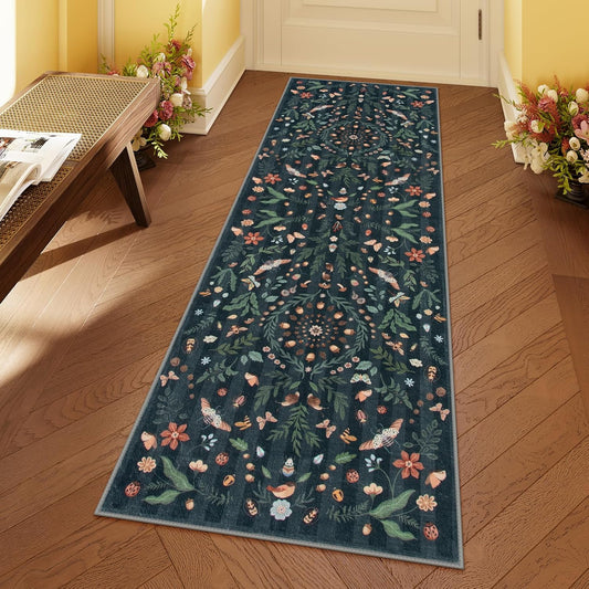 Lahome Insect Botanical 2x6 Washable Rug Runners for Hallways