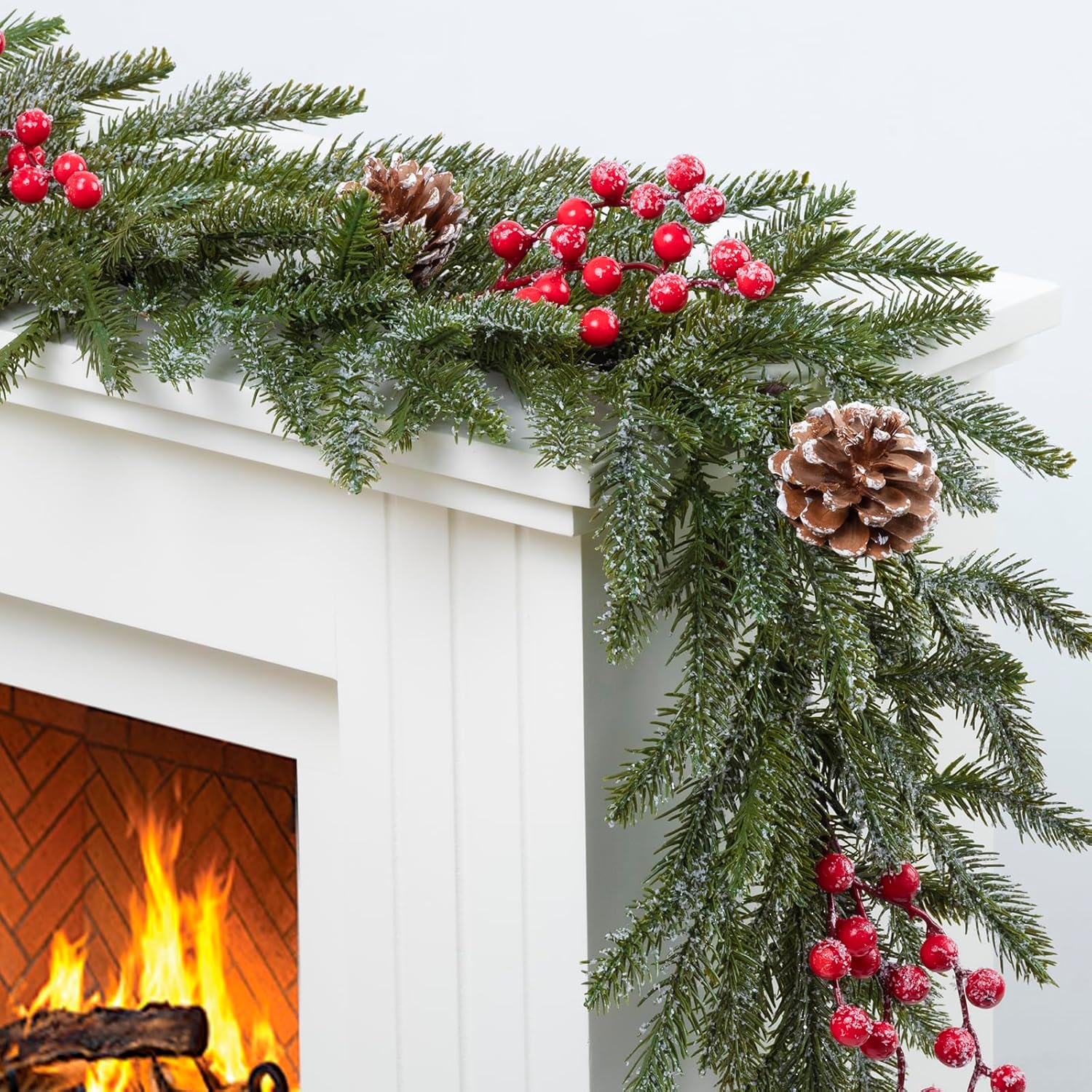 6.5FT Christmas Garland with Lights for Festive Home Decor