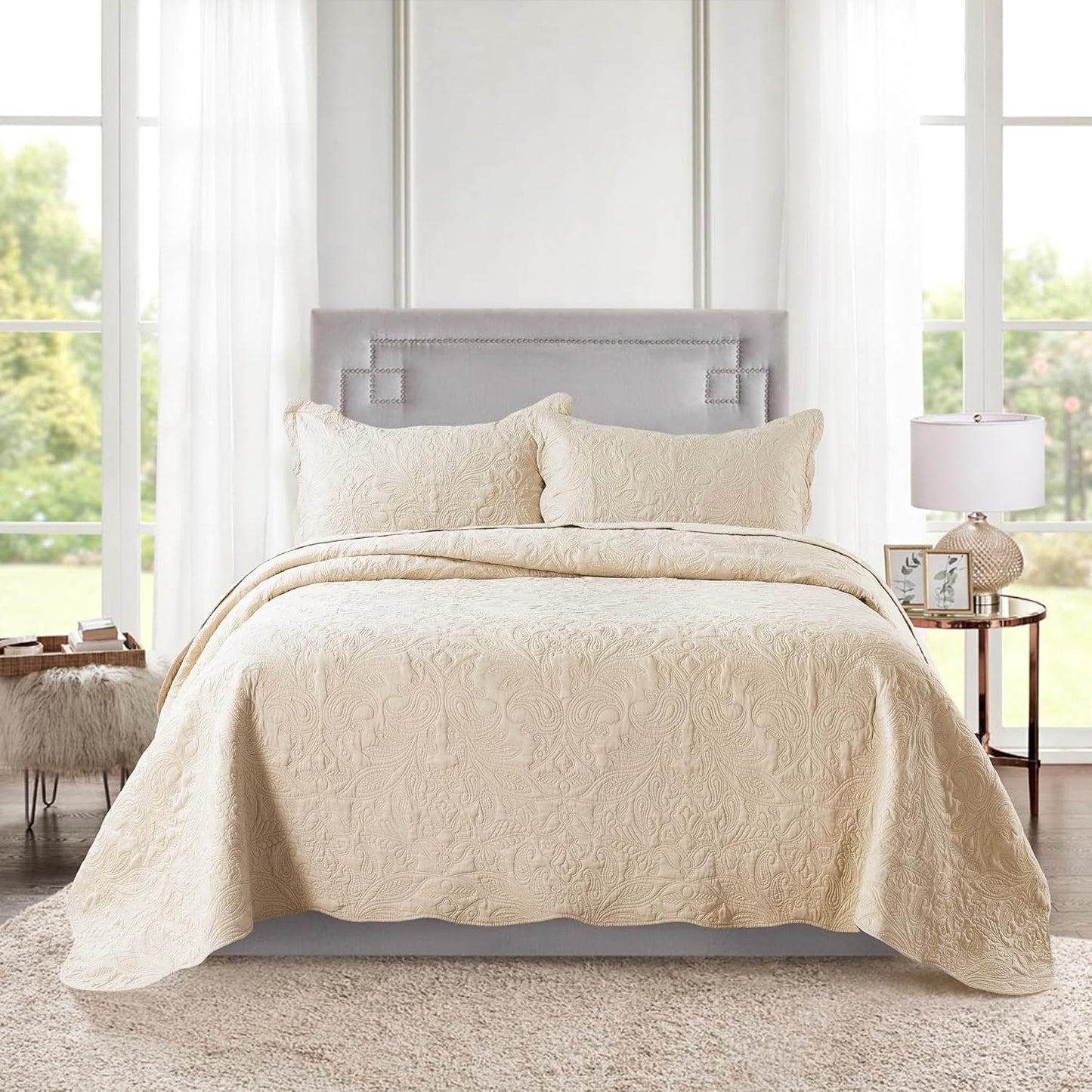 HoneiLife Quilt Set Queen Size - Lightweight Reversible Bedspread