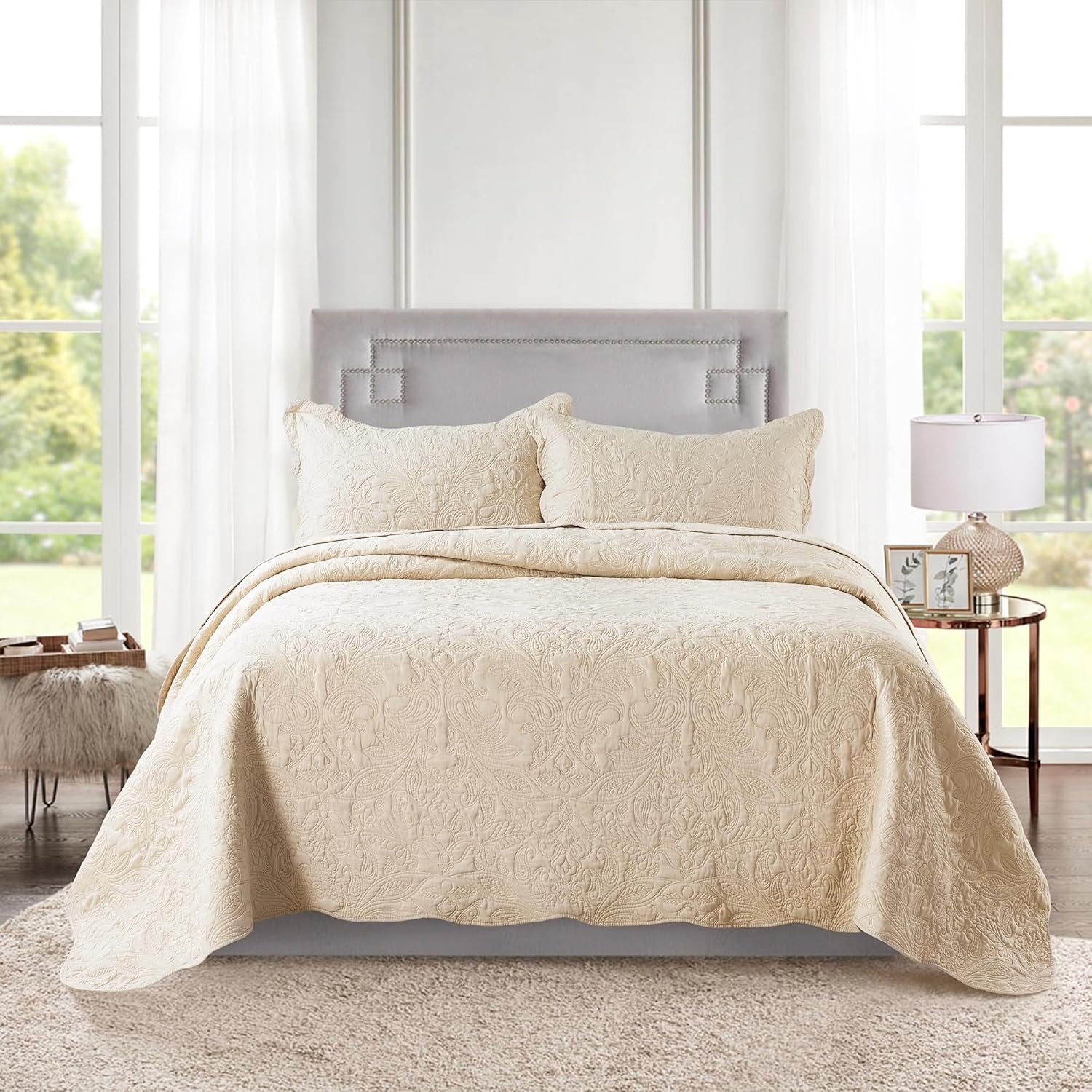 HoneiLife Quilt Set Queen Size - Lightweight Reversible Bedspread