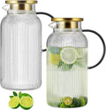Glass Pitcher with Lid 68 oz Vertical Stripes - Heat Resistant