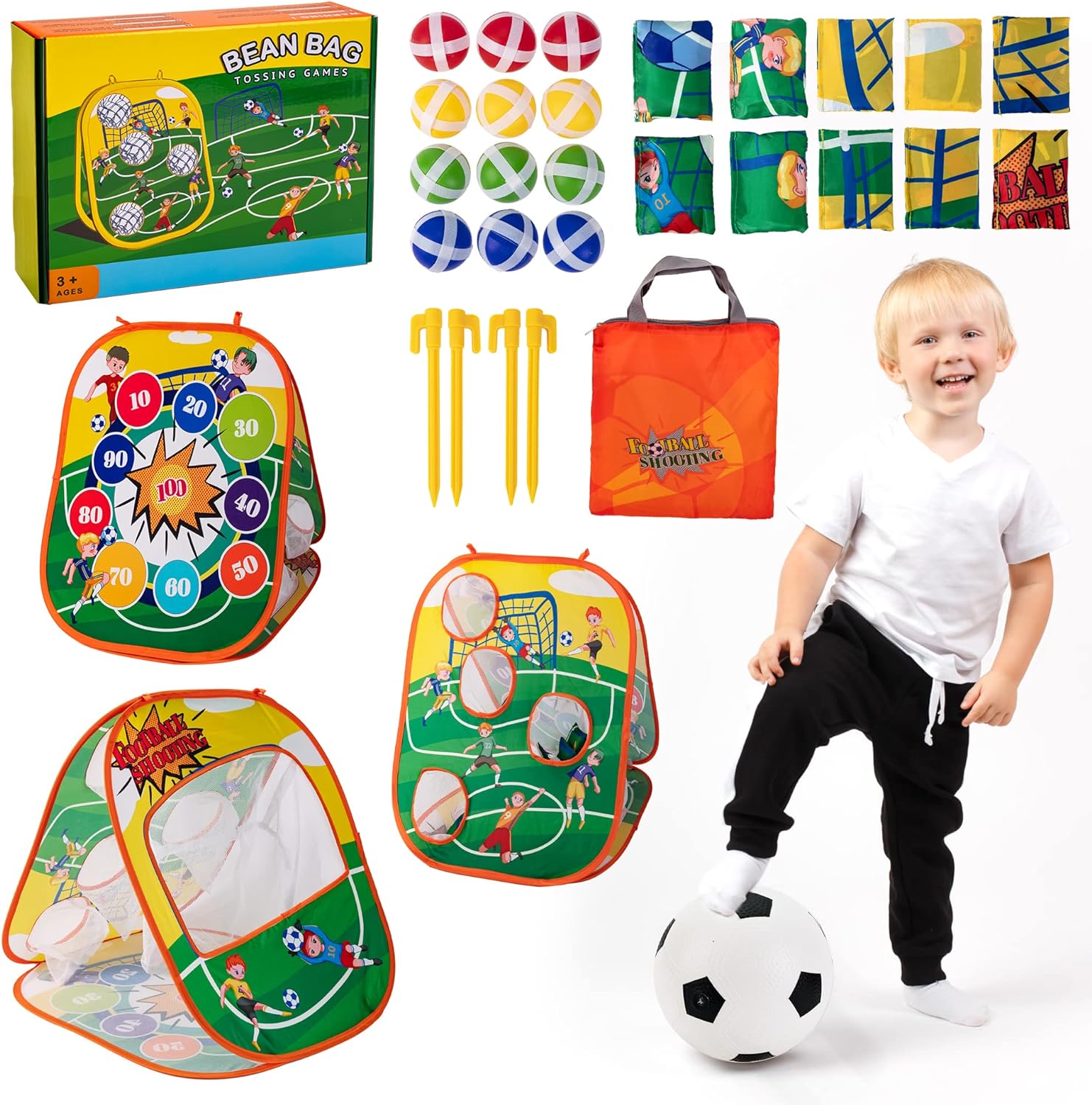 Football Bean Bag Toss Game for Kids, Indoor/Outdoor Fun