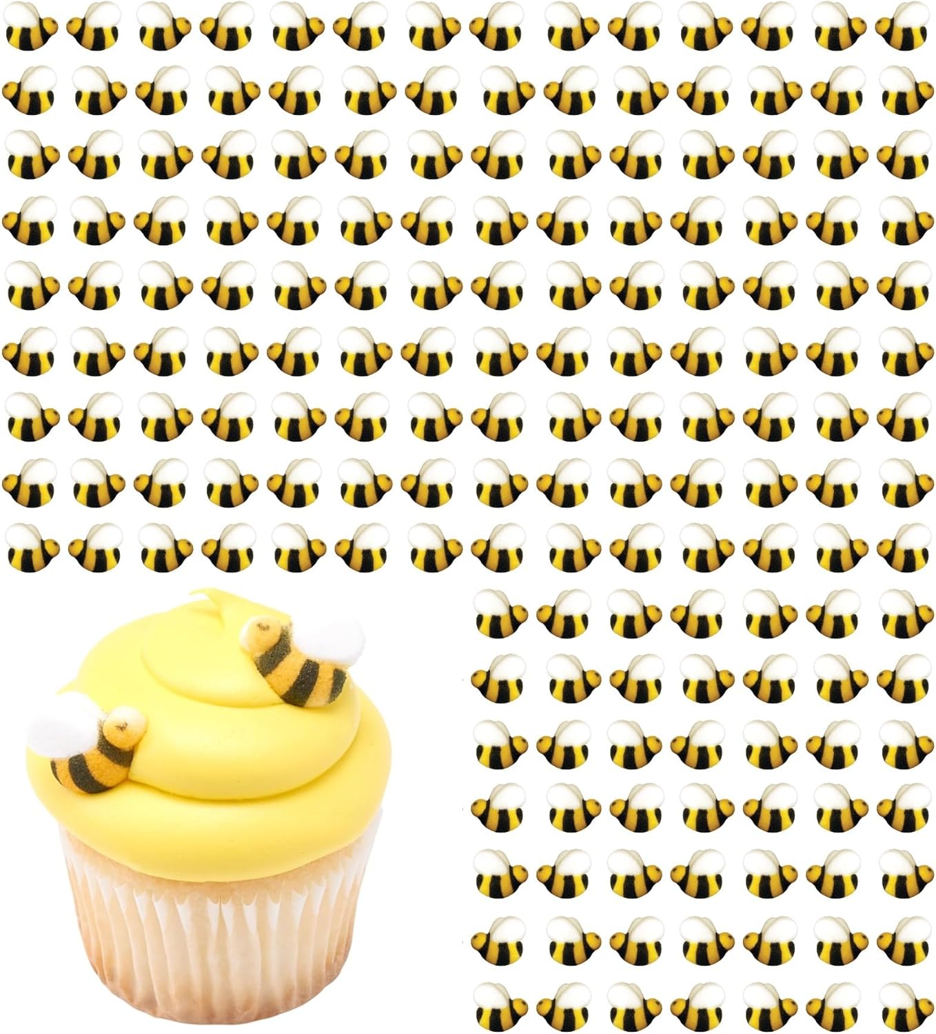 Bumble Bees Assortment Sugar Decorations for Cupcakes 176 Count