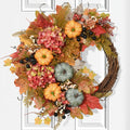 20 Inch Fall Wreaths for Front Door - Half-Circle Autumn Wreath