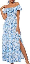 Womens Off Shoulder Floral Maxi Dress 2025 - Flowy Boho