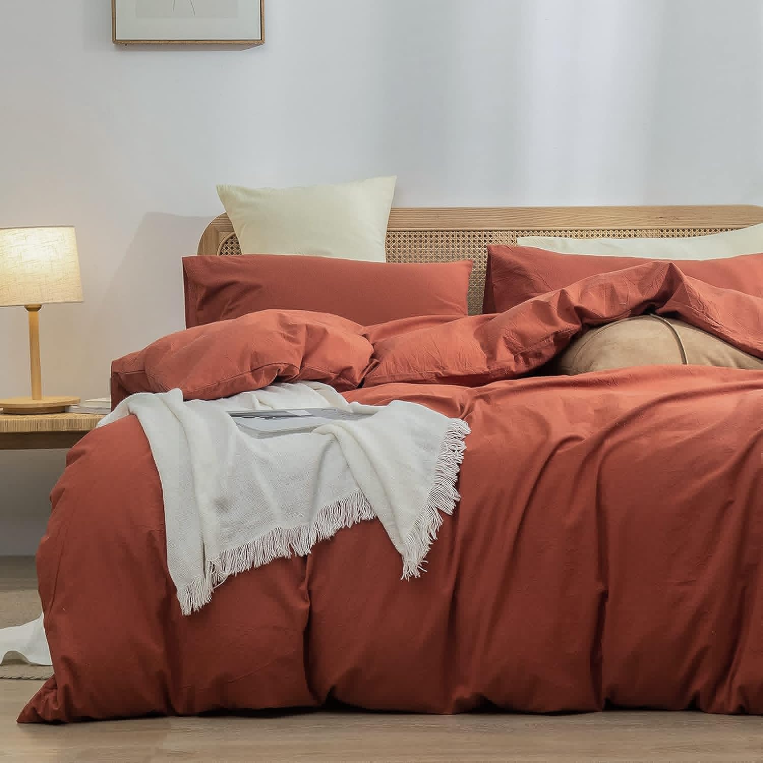 BESTOUCH Duvet Cover Set in Solid Crimson Red for Twin XL Beds