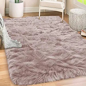 Gorilla Grip Fluffy Faux Fur Rug for Cozy Home Decor