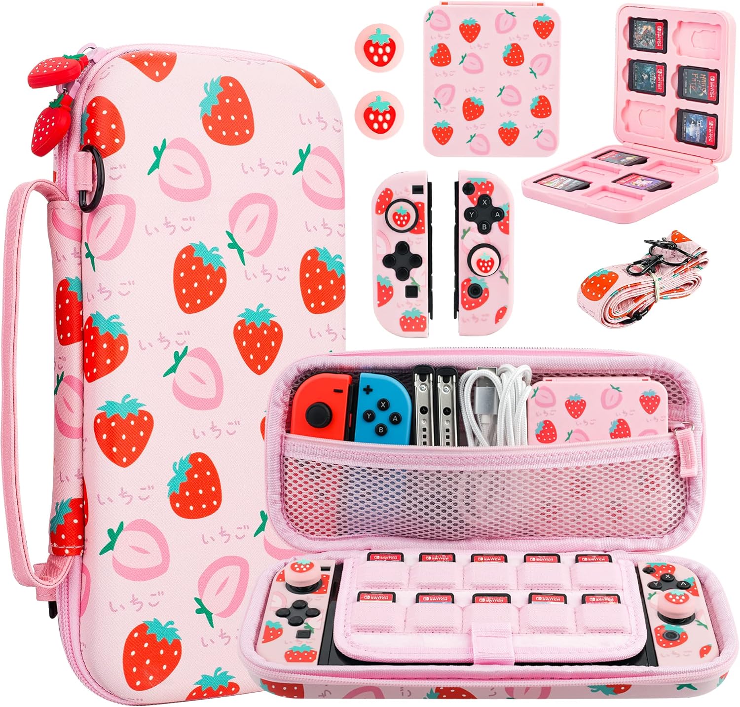 FANPL Pink Carrying Case for Nintendo Switch with Accessories