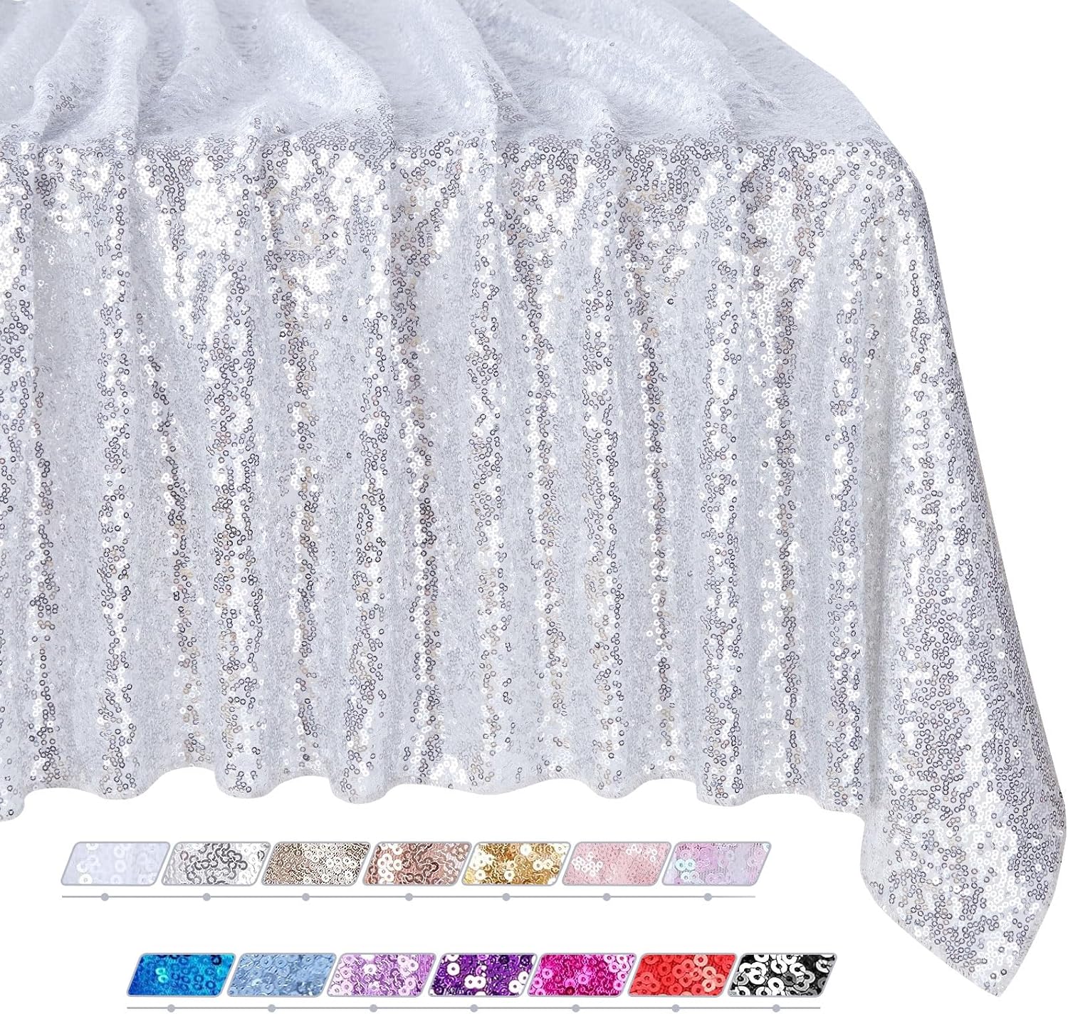 QueenDream Silver Sequin Tablecloth for Elegant Party Decor