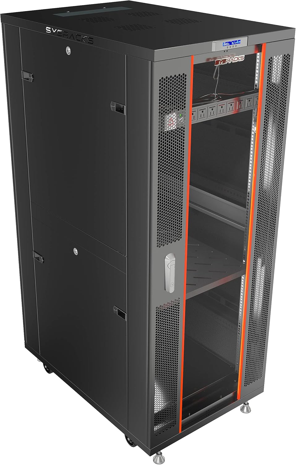 42U Server Rack Cabinet with Locking Glass Door and Cooling Fans