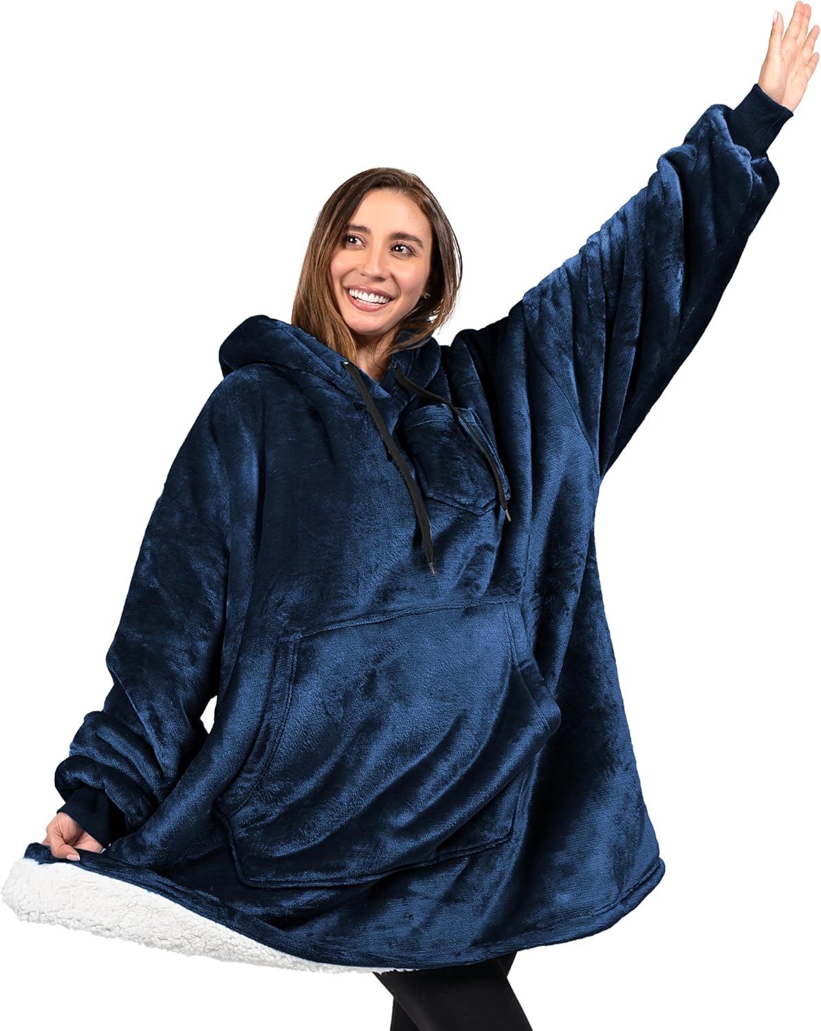 Pavilia Cozy Blanket Hoodie | Sherpa Wearable Hooded Sweater