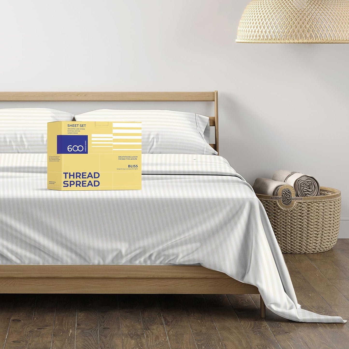 Luxury Egyptian Cotton Queen Stripe Sheet Set for Ultimate Comfort