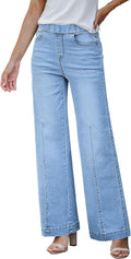 Pull On Womens Baggy Jeans High Waisted Wide Leg - 90s Front Seam