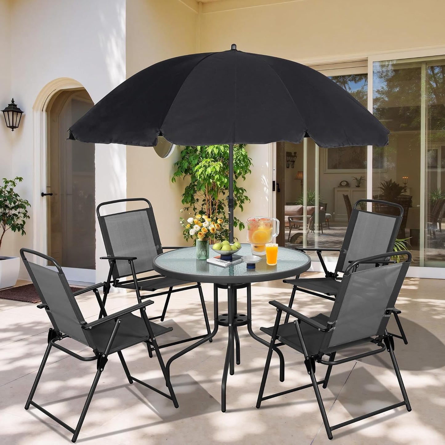 Vongrasig 6 Piece Folding Patio Dining Set for Outdoor Spaces
