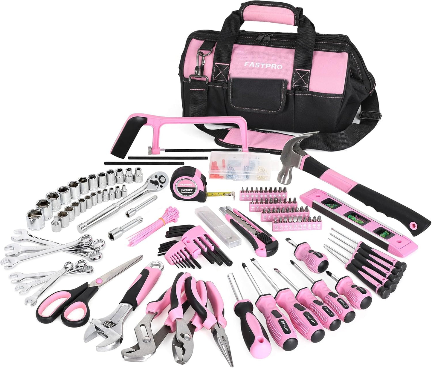 267-Piece Pink Tool Set for Home Repair and DIY Projects
