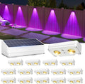Solar Fence Lights 16 Pack - Bright Warm, Cool and RGB Glow