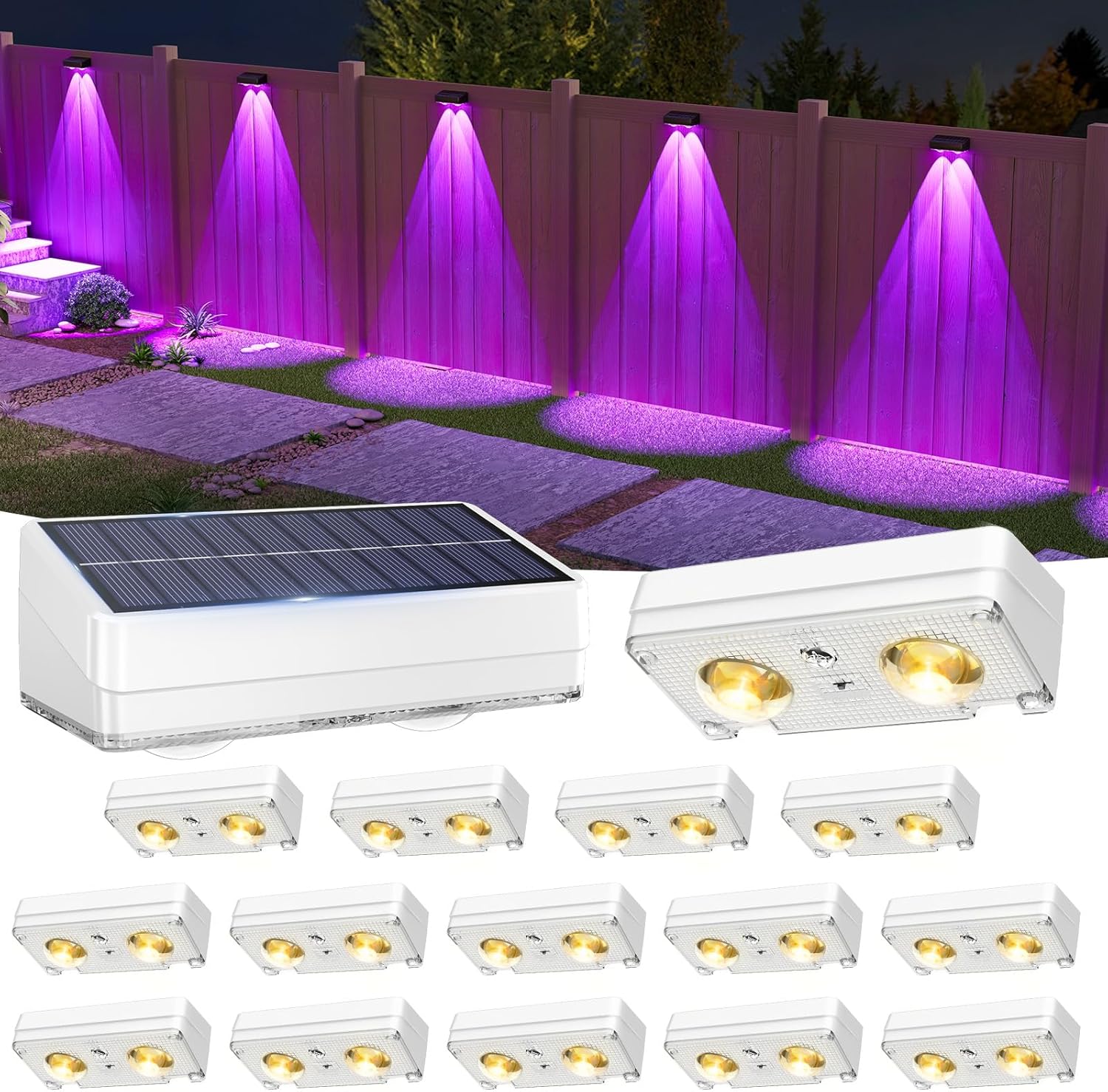 VOLISUN Solar Fence Lights 16 Pack for Outdoor Illumination
