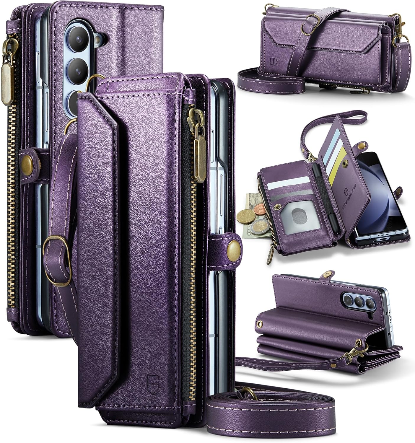 Crossbody Wallet Case for Samsung Galaxy Z Fold 5 with RFID