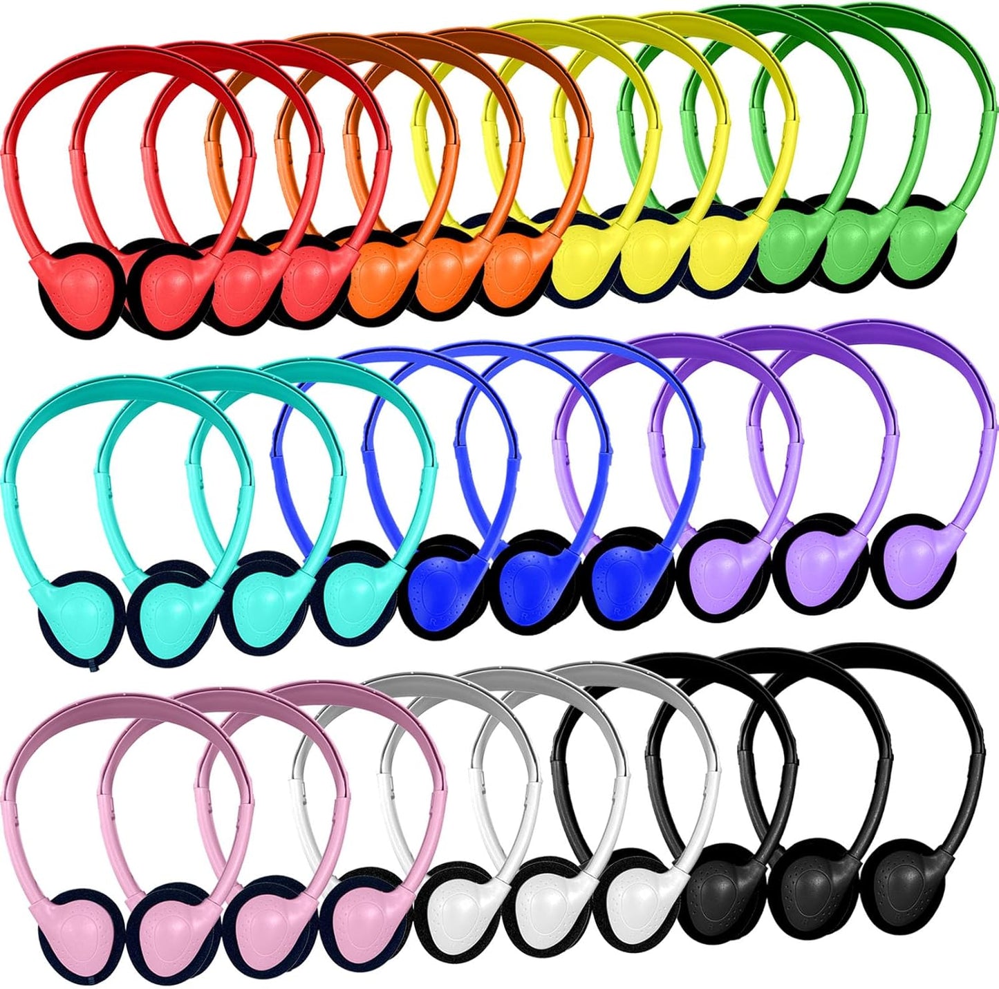 Ladont 30 Pack Kids Headphones Bulk for Classroom Use
