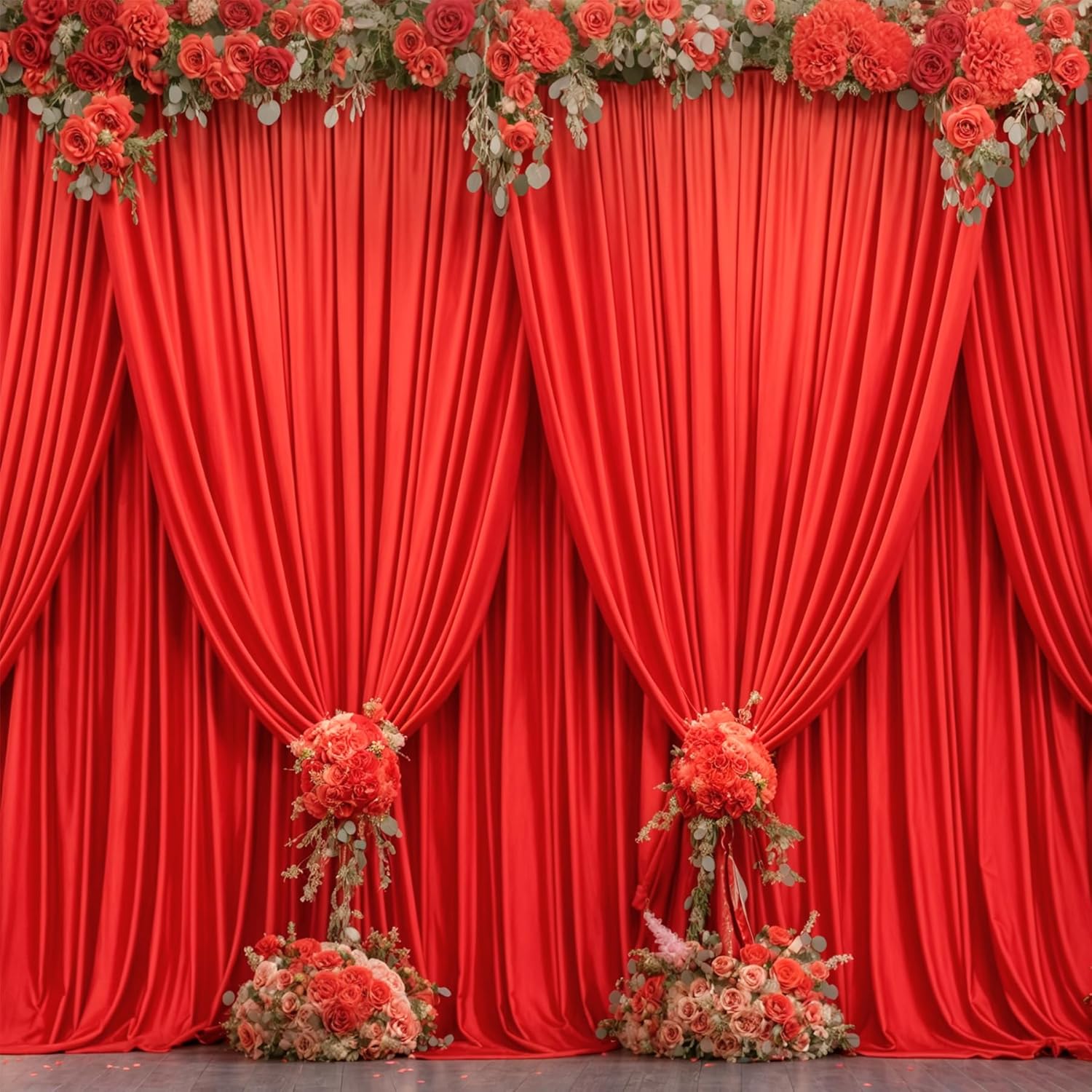20ft x 10ft Wrinkle Free Red Wedding Backdrop Curtains for Events
