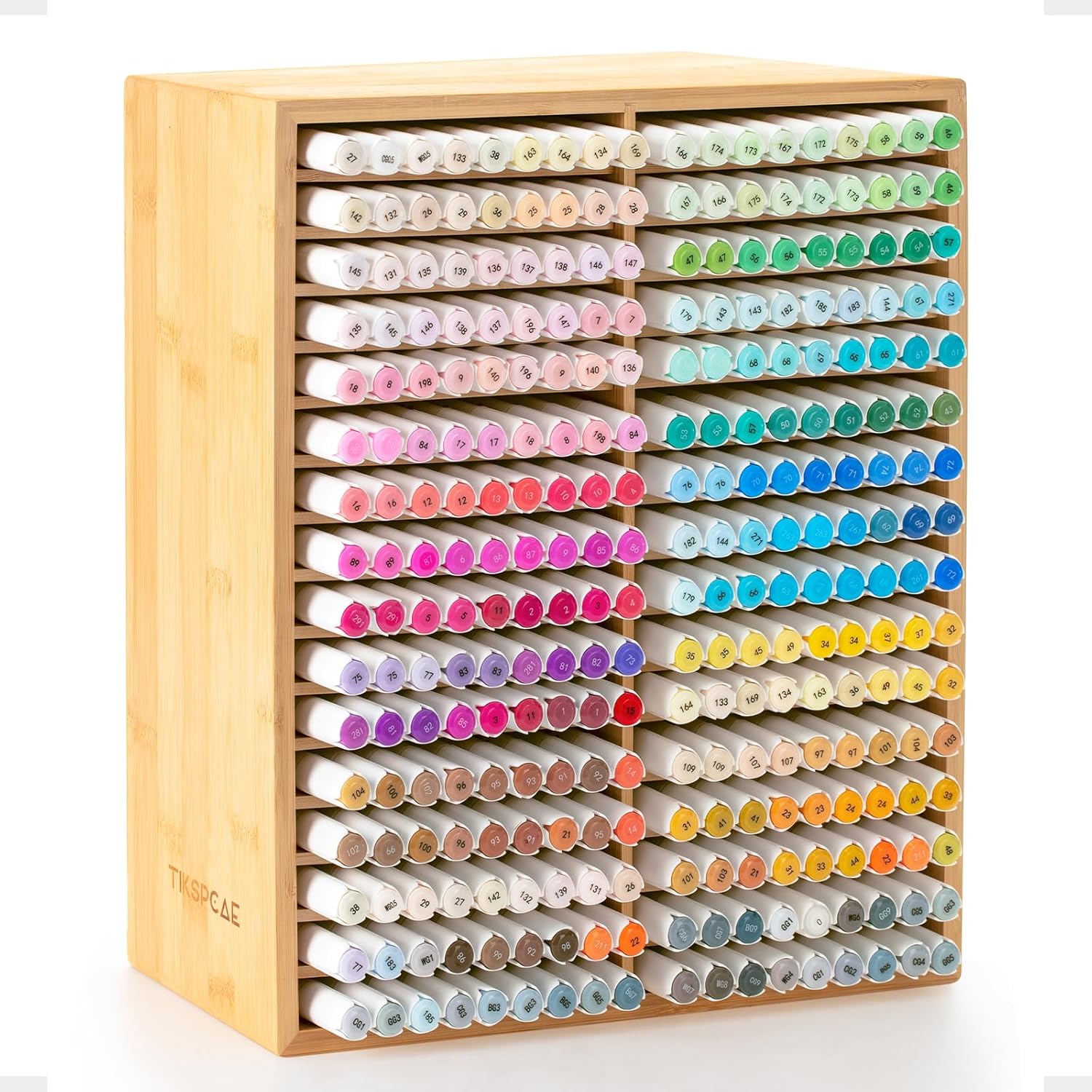 Bamboo Marker Organizer for 288 Markers - Stylish Storage Solution