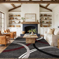 Elegant Non-Shedding Area Rug Featuring Modern Wavy Circles Design
