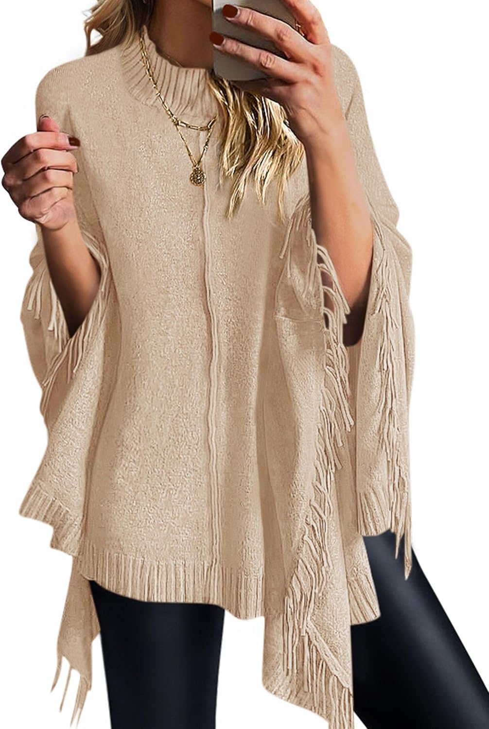 Trendy Chunky Knit Poncho Sweaters for Women by PRETTYGARDEN